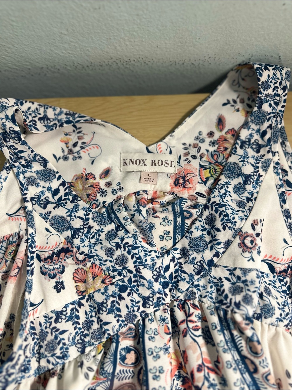 Knox Rose White Tank Top with Blue and Pink Floral Print